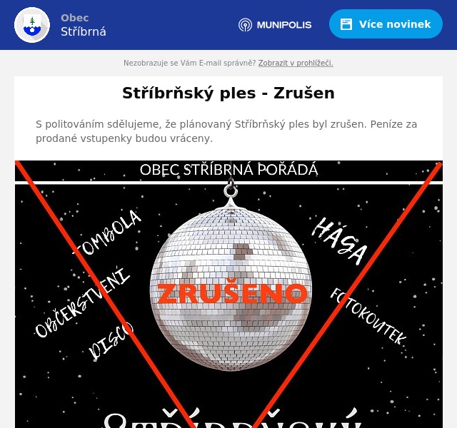 Náhledový obrázek článku: Stříbrňský ples - zrušen