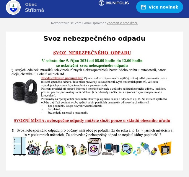 Náhledový obrázek článku: Svoz nebezpečného odpadu