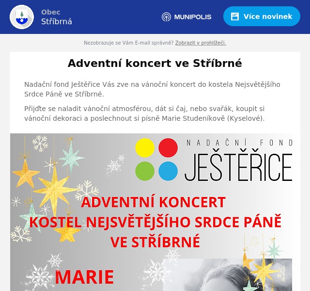 Náhledový obrázek článku: Adventní koncert ve Stříbrné