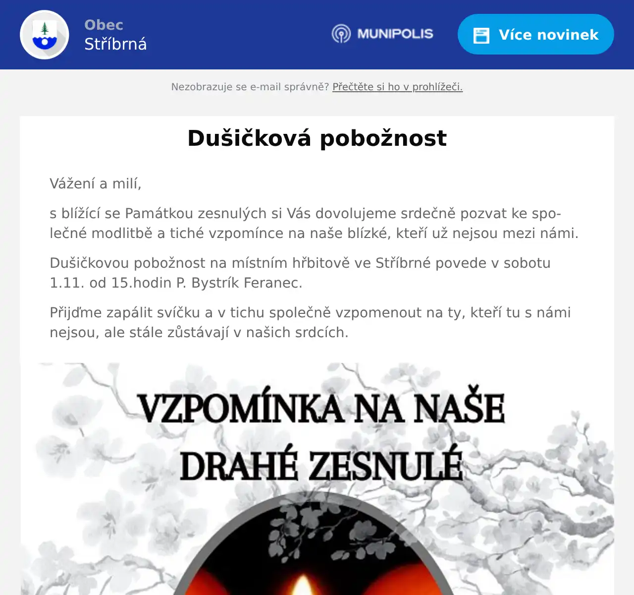 Náhledový obrázek článku: Dušičková pobožnost