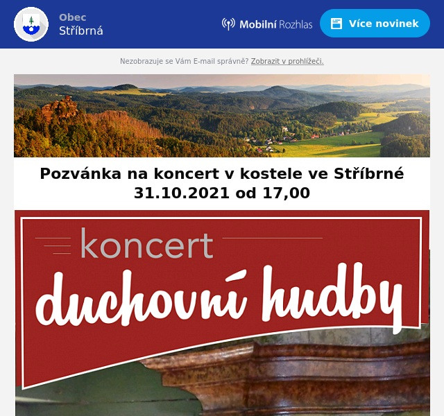 Náhledový obrázek článku: Pozvánka na koncert v kostele ve Stříbrné 31.10.2021