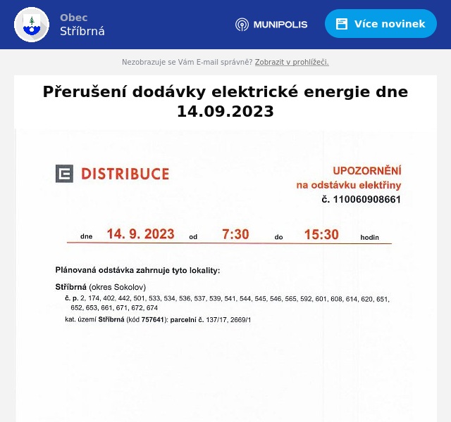 Náhledový obrázek článku: Přerušení dodávky elektrické energie