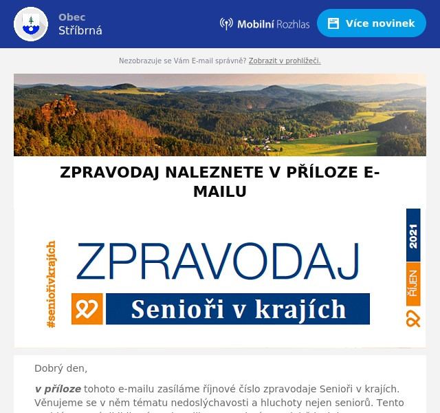 Náhledový obrázek článku: ZPRAVODAJ - SENIOŘI V KRAJÍCH říjen 2021